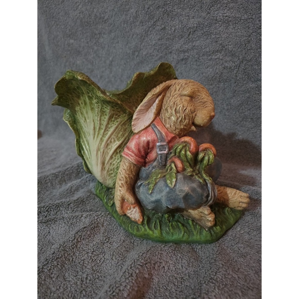 Vintage Rabbit Sleeping On Easter Lettuce Cabbage Large Piece 8" Chrisdon Spring